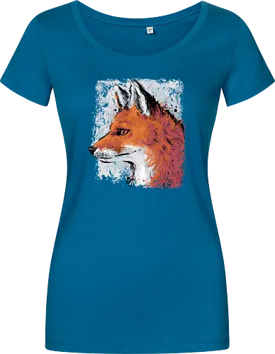 Red Fox Side Profile Painting - fox, painting, red fox, fox lover, watercolor, side profile, autumn, fall, winter, animal, nature, xmorfina - Damen T-Shirt