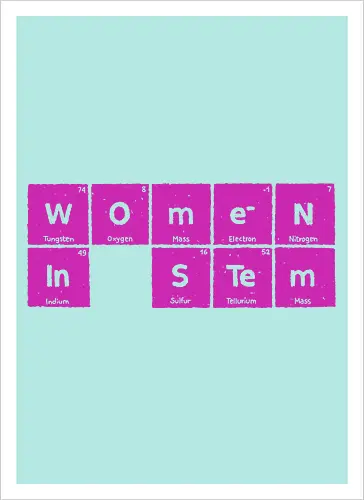 Women in STEM Periodic Table - women in stem, stem, steminist, periodic table, science, woman, girl, technology, engineering, maths, power, text, pink, love, xmorfina - Kunstdruck