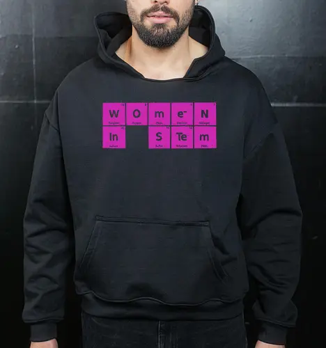 Women in STEM Periodic Table - women in stem, stem, steminist, periodic table, science, woman, girl, technology, engineering, maths, power, text, pink, love, xmorfina - Cropped Hoodie