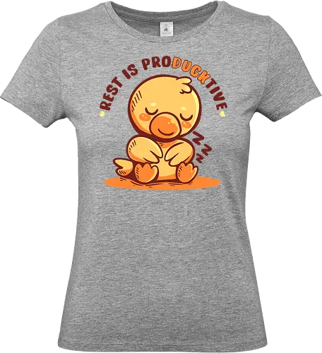 Rest is ProDUCKtive - Ente, produktiv, Schlaf, rest is productive, sleepy duck, sleeping duck, cute duck, productivity, self care, cozy duck, introvert humor, burnout, mental health, tired but trying, resting, duck meme shirt, cozy, relaxing vibes - Standard T-Shirt (Frauen)