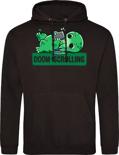 Doom Scrolling - Handy, scrollen, entspannen, doom scrolling, eldritch, tentacle monster, cosmic creature, phone addiction, internet humor, tired meme, funny monster, scroll meme, relatable humor, funny creature, social media, exhausted humor, cute monster, late night scroll - Standard Hoodie