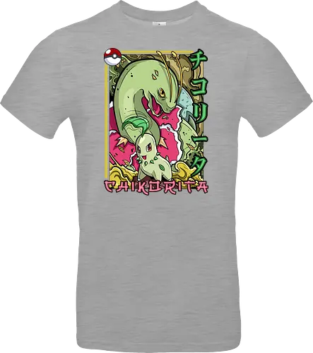 Johto Gras Pocket Duo - Lebendige Traditionelle Japanische Kunst - Johto Gras Pokemon Kunst, Pokemon Entwicklungs Duo, japanische Pokemon Kunst, Ukiyo-e Pokemon Druck, orientalisches Pokemon Design, Starter Pokemon Shirt, lebendige japanische Kunst, traditioneller Pokemon Druck, Gras Pokemon Design, Otaku Pokemon Shirt, Kanji Pokemon Kunst, exklusiver Geek Pokemon Druck, Gen Zwei Pokemon Design, Premium japanische Pokemon Kunst, Nerd Pokemon Shirt - Standard T-Shirt