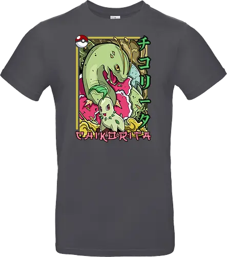 Johto Gras Pocket Duo - Lebendige Traditionelle Japanische Kunst - Johto Gras Pokemon Kunst, Pokemon Entwicklungs Duo, japanische Pokemon Kunst, Ukiyo-e Pokemon Druck, orientalisches Pokemon Design, Starter Pokemon Shirt, lebendige japanische Kunst, traditioneller Pokemon Druck, Gras Pokemon Design, Otaku Pokemon Shirt, Kanji Pokemon Kunst, exklusiver Geek Pokemon Druck, Gen Zwei Pokemon Design, Premium japanische Pokemon Kunst, Nerd Pokemon Shirt - Standard T-Shirt