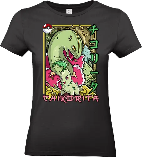 Johto Gras Pocket Duo - Lebendige Traditionelle Japanische Kunst - Johto Gras Pokemon Kunst, Pokemon Entwicklungs Duo, japanische Pokemon Kunst, Ukiyo-e Pokemon Druck, orientalisches Pokemon Design, Starter Pokemon Shirt, lebendige japanische Kunst, traditioneller Pokemon Druck, Gras Pokemon Design, Otaku Pokemon Shirt, Kanji Pokemon Kunst, exklusiver Geek Pokemon Druck, Gen Zwei Pokemon Design, Premium japanische Pokemon Kunst, Nerd Pokemon Shirt - Standard T-Shirt (Frauen)