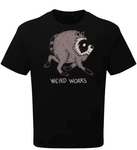 Weird Works Jimothy Raccoon - jimothy, animal, cryptid, feral, funny, jimothy raccoon, nature, quirky, raccoon, stay weird, strange, viral meme, weird, weirdo, wildlife - Oversize T-Shirt