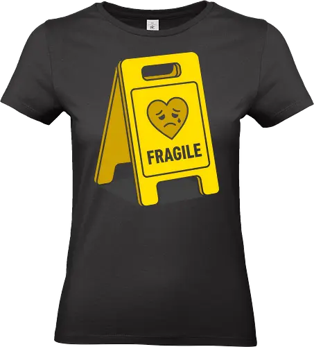 Caution: Fragile Heart Sign - fragile heart shirt, caution sign graphic tee, funny mental health apparel, sad heart streetwear, emotional warning clothing, sarcastic introvert shirt, pop art sign design, relatable aesthetic tee, handle with care merch, quirky graphic fashion - Standard T-Shirt (Frauen)