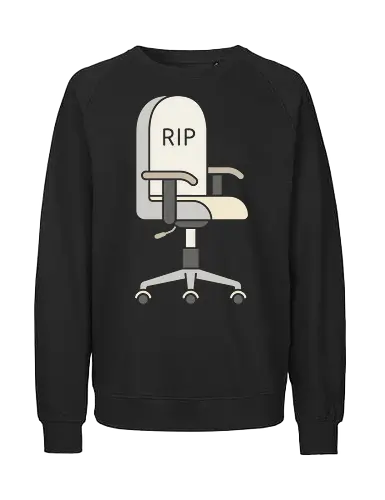 Rest In Paperwork: The RIP Office Chair - corporate burnout shirt, funny anti work tee, RIP office chair graphic, death by desk job apparel, sarcastic employee clothing, minimalist dark humor, remote worker gift, toxic workplace meme, quiet quitting streetwear, pastel office aesthetic - Fairtrade Sweatshirt
