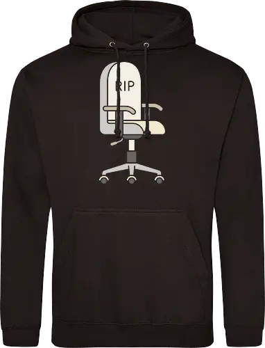 Rest In Paperwork: The RIP Office Chair - corporate burnout shirt, funny anti work tee, RIP office chair graphic, death by desk job apparel, sarcastic employee clothing, minimalist dark humor, remote worker gift, toxic workplace meme, quiet quitting streetwear, pastel office aesthetic - Standard Hoodie