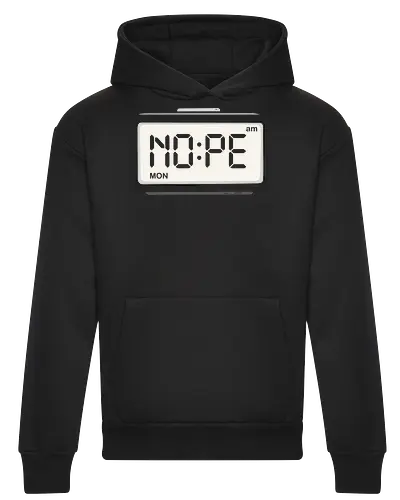 The "Nope" Clock: Monday Morning Mood - funny morning shirt, nope alarm clock graphic, monday blues apparel, relatable introvert tee, sarcastic clock design, lazy day streetwear, minimalist aesthetic clothing, night owl merch, anti morning person shirt, funny typography tee - Heavyweight Hoodie