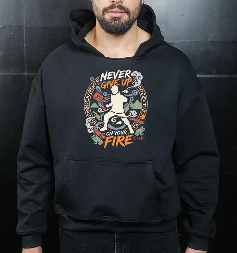 Will of Fire: The Ninja's Path - Naruto silhouette shirt, anime motivational graphic tee, Will of Fire apparel, shonen ninja streetwear, Hidden Leaf village design, never give up quote shirt, aesthetic otaku clothing, nostalgic anime merch, Japanese text ninja tee, anime hero fashion - Cropped Hoodie