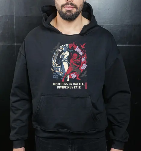 Divided by Fate: The Uchiha Clash - Sasuke and Itachi shirt, Uchiha brothers graphic tee, anime rivalry apparel, shonen ninja streetwear, dark aesthetic anime clothing, minimalist manga design, divided by fate quote, retro anime battle shirt, Japanese ninja fashion, otaku aesthetic tee - Cropped Hoodie