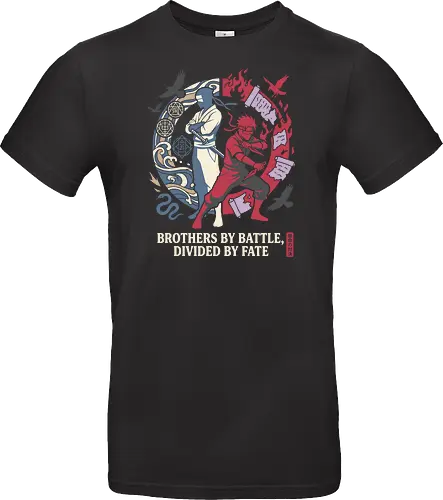 Divided by Fate: The Uchiha Clash - Sasuke and Itachi shirt, Uchiha brothers graphic tee, anime rivalry apparel, shonen ninja streetwear, dark aesthetic anime clothing, minimalist manga design, divided by fate quote, retro anime battle shirt, Japanese ninja fashion, otaku aesthetic tee - Standard T-Shirt