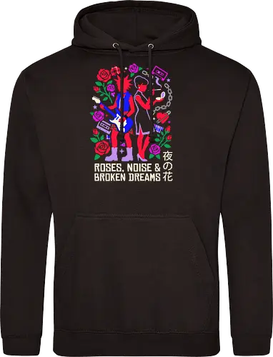 Roses & Noise: The Punk Rock Duo - Nana anime shirt, punk rock manga graphic, Y2K aesthetic streetwear, shoujo anime apparel, retro music clothing, Nana Osaki and Hachi design, red rose punk merch, 2000s nostalgic fashion, alternative otaku tee, aesthetic best friend shirt - Standard Hoodie