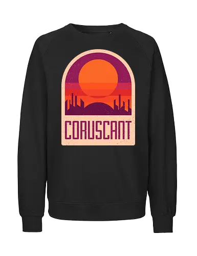 Coruscant - Geometric and minimalist series - Space Opera, 80s, badge, coruscant, film, galaxy, geometric, landscape, minimalist, retro, science fiction, space, movie, outerspace, scifi - Fairtrade Sweatshirt