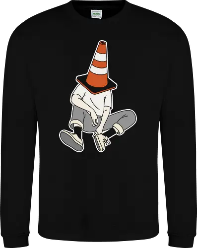 Under Construction: Introvert Mode - introvert shirt, traffic cone graphic, funny antisocial apparel, minimalist streetwear, quirky aesthetic tee, under construction design, relatable mood clothing, ironic humor shirt, shy person merch, urban indie fashion - Sweatshirt