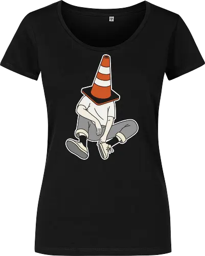 Under Construction: Introvert Mode - introvert shirt, traffic cone graphic, funny antisocial apparel, minimalist streetwear, quirky aesthetic tee, under construction design, relatable mood clothing, ironic humor shirt, shy person merch, urban indie fashion - Damen T-Shirt