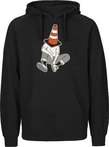 Under Construction: Introvert Mode - introvert shirt, traffic cone graphic, funny antisocial apparel, minimalist streetwear, quirky aesthetic tee, under construction design, relatable mood clothing, ironic humor shirt, shy person merch, urban indie fashion - Fairtrade Hoodie