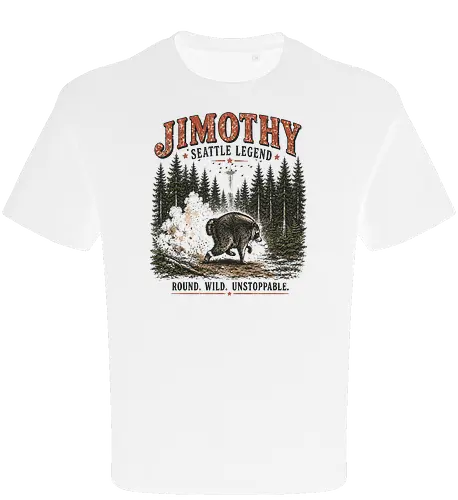 Jimothy Waschbär – Seattle Legende | Wild & Unaufhaltsam - Jimothy Waschbär, Seattle, Waschbär, Seattle Legende, Pacific Northwest, Wald, Wildtier, Space Needle, Vintage Design, Retro Stil, Tiermotiv, Natur, USA, Outdoor, Tierliebhaber - Oversize T-Shirt