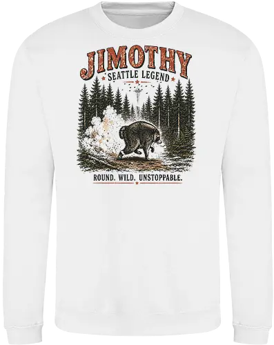 Jimothy Waschbär – Seattle Legende | Wild & Unaufhaltsam - Jimothy Waschbär, Seattle, Waschbär, Seattle Legende, Pacific Northwest, Wald, Wildtier, Space Needle, Vintage Design, Retro Stil, Tiermotiv, Natur, USA, Outdoor, Tierliebhaber - Sweatshirt