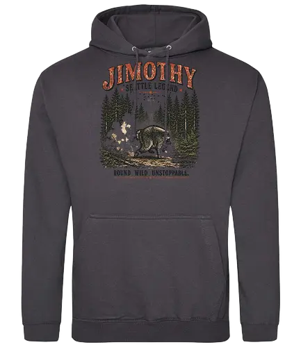 Jimothy Waschbär – Seattle Legende | Wild & Unaufhaltsam - Jimothy Waschbär, Seattle, Waschbär, Seattle Legende, Pacific Northwest, Wald, Wildtier, Space Needle, Vintage Design, Retro Stil, Tiermotiv, Natur, USA, Outdoor, Tierliebhaber - Standard Hoodie