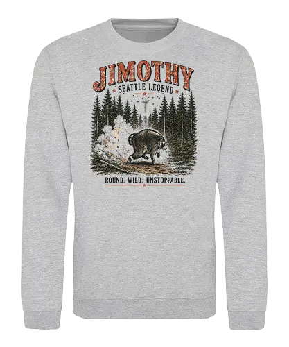 Jimothy Waschbär – Seattle Legende | Wild & Unaufhaltsam - Jimothy Waschbär, Seattle, Waschbär, Seattle Legende, Pacific Northwest, Wald, Wildtier, Space Needle, Vintage Design, Retro Stil, Tiermotiv, Natur, USA, Outdoor, Tierliebhaber - Sweatshirt