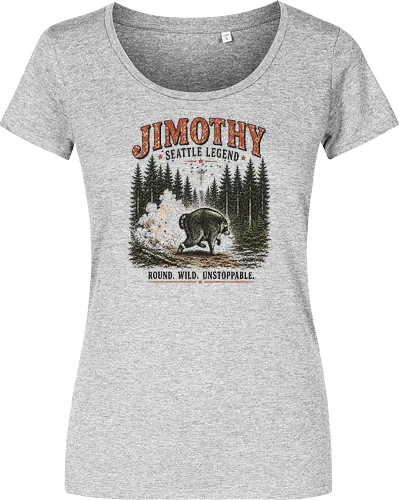 Jimothy Waschbär – Seattle Legende | Wild & Unaufhaltsam - Jimothy Waschbär, Seattle, Waschbär, Seattle Legende, Pacific Northwest, Wald, Wildtier, Space Needle, Vintage Design, Retro Stil, Tiermotiv, Natur, USA, Outdoor, Tierliebhaber - Damen T-Shirt