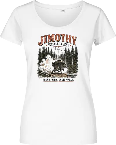 Jimothy Waschbär – Seattle Legende | Wild & Unaufhaltsam - Jimothy Waschbär, Seattle, Waschbär, Seattle Legende, Pacific Northwest, Wald, Wildtier, Space Needle, Vintage Design, Retro Stil, Tiermotiv, Natur, USA, Outdoor, Tierliebhaber - Damen T-Shirt