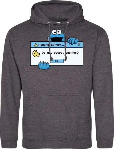 Hungry Server - A funny retro computer-inspired design that reimagines the classic cookie popup with geek humor. Perfect for programmers, developers, gamers, and tech enthusiasts. - Standard Hoodie