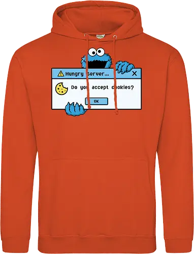 Hungry Server - A funny retro computer-inspired design that reimagines the classic cookie popup with geek humor. Perfect for programmers, developers, gamers, and tech enthusiasts. - Standard Hoodie