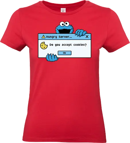 Hungry Server - A funny retro computer-inspired design that reimagines the classic cookie popup with geek humor. Perfect for programmers, developers, gamers, and tech enthusiasts. - Standard T-Shirt (Frauen)