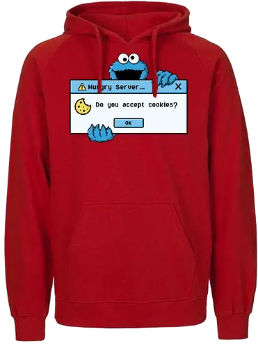 Hungry Server - A funny retro computer-inspired design that reimagines the classic cookie popup with geek humor. Perfect for programmers, developers, gamers, and tech enthusiasts. - Fairtrade Hoodie