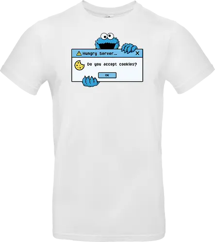 Hungry Server - A funny retro computer-inspired design that reimagines the classic cookie popup with geek humor. Perfect for programmers, developers, gamers, and tech enthusiasts. - Standard T-Shirt