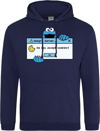 Hungry Server - A funny retro computer-inspired design that reimagines the classic cookie popup with geek humor. Perfect for programmers, developers, gamers, and tech enthusiasts. - Standard Hoodie