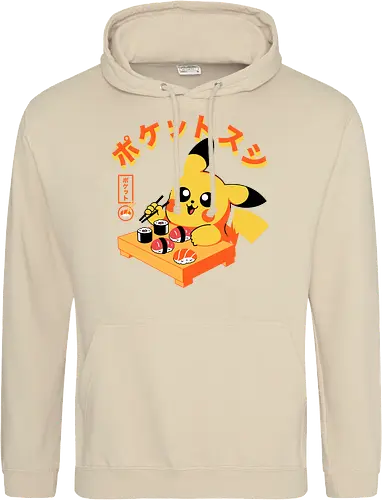 Pocket Sushi - sushi, yellow monster, fish, japanese food, cute, kawaii, anime, rice, pop culture, gaming - Standard Hoodie