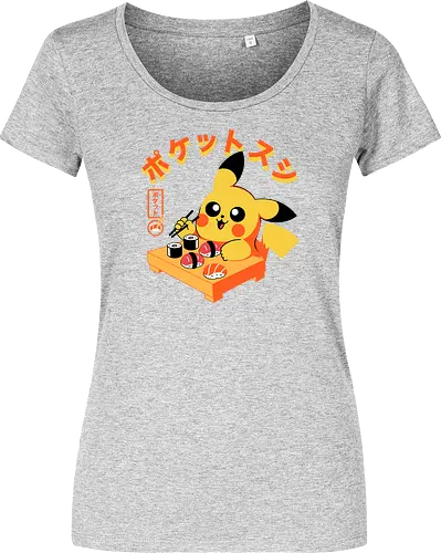 Pocket Sushi - sushi, yellow monster, fish, japanese food, cute, kawaii, anime, rice, pop culture, gaming - Damen T-Shirt