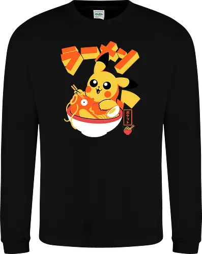 Pocket Ramen - ramen, yellow monster, fish, japanese food, kawaii, anime, noodles, pop culture, Cute, Gaming - Sweatshirt