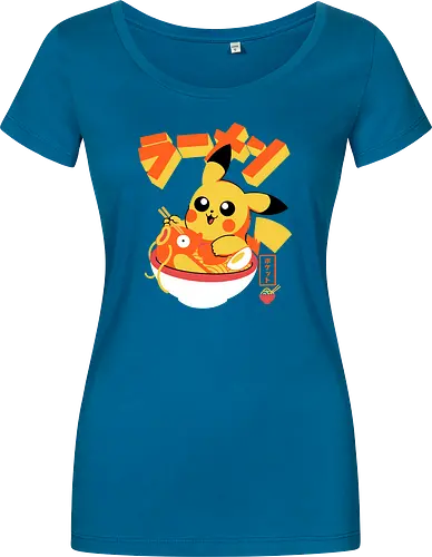 Pocket Ramen - ramen, yellow monster, fish, japanese food, kawaii, anime, noodles, pop culture, Cute, Gaming - Damen T-Shirt