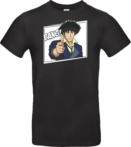See You Space Cowboy: Minimalist Bang - Spike Spiegel shirt, Cowboy Bebop graphic tee, space cowboy merch, minimalist anime apparel, retro 90s anime streetwear, anime finger gun design, negative space anime art, classic sci-fi manga clothing, neo noir otaku fashion, vintage anime aesthetic - Standard T-Shirt