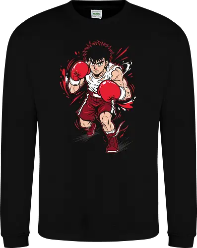 Dempsey Roll: The Fighting Spirit - Hajime no Ippo shirt, anime boxing graphic tee, Dempsey Roll apparel, sports anime streetwear, fighting spirit design, retro shonen manga clothing, gym motivation anime shirt, action pose graphic tee, Makunouchi Ippo merch, aesthetic otaku fashion - Sweatshirt