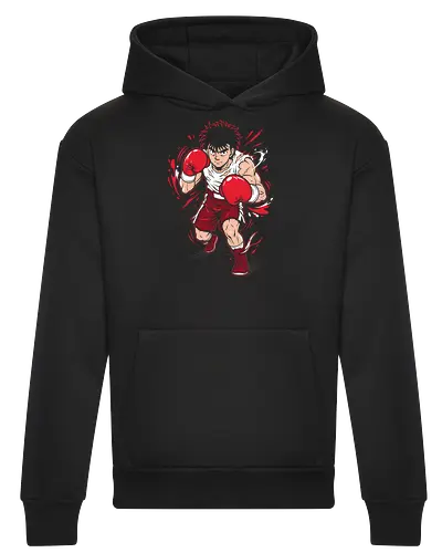 Dempsey Roll: The Fighting Spirit - Hajime no Ippo shirt, anime boxing graphic tee, Dempsey Roll apparel, sports anime streetwear, fighting spirit design, retro shonen manga clothing, gym motivation anime shirt, action pose graphic tee, Makunouchi Ippo merch, aesthetic otaku fashion - Heavyweight Hoodie