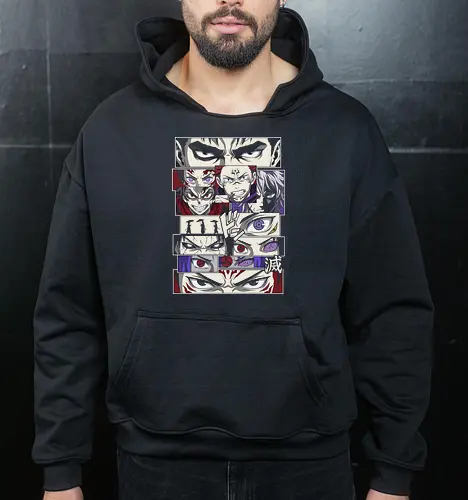 Visions of Power: Shonen Manga Panels - anime eyes shirt, manga panel graphic tee, shonen crossover apparel, anime streetwear fashion, aesthetic otaku clothing, Dojutsu eye design, anime heroes and villains, manga collage shirt, Japanese comic aesthetic, epic anime mashup tee - Cropped Hoodie