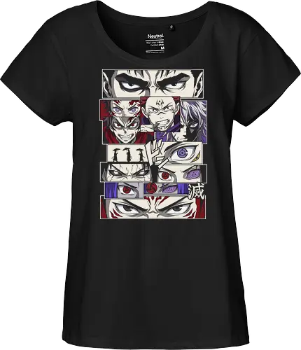 Visions of Power: Shonen Manga Panels - anime eyes shirt, manga panel graphic tee, shonen crossover apparel, anime streetwear fashion, aesthetic otaku clothing, Dojutsu eye design, anime heroes and villains, manga collage shirt, Japanese comic aesthetic, epic anime mashup tee - Fairtrade Girl Shirt