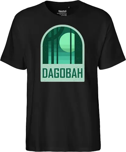 Dagobah - Geometric and minimalist series - Space Opera, 80s, badge, dagobah, film, galaxy, geometric, landscape, minimalist, retro, outer space, science fiction, space, movie, scifi - Fairtrade T-Shirt