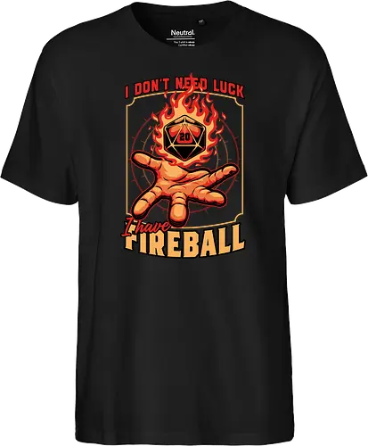 RPG Dice Luck Fireball - Rpg, Role-play, Role-playing, Roleplay Game, Role-playing Game, Roleplaying Game, Critical Hit, Critical, Critical Fail, Critical Success, Dungeon Master, Dungeon, Luck, Nerd, Geek, Adventure, Fantasy, Magic, Ritual, Magical, Wizard, Sorcery, Sorcerer, D20, Pen and Paper, Fireball, Tabletop Game, Tabletop, Tabletop Gaming, Tabletop Rpg, Game Master - Fairtrade T-Shirt