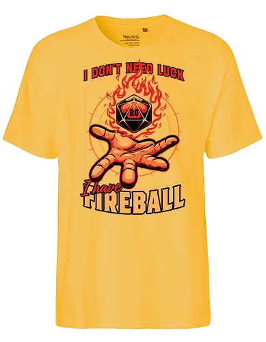 RPG Dice Luck Fireball - Rpg, Role-play, Role-playing, Roleplay Game, Role-playing Game, Roleplaying Game, Critical Hit, Critical, Critical Fail, Critical Success, Dungeon Master, Dungeon, Luck, Nerd, Geek, Adventure, Fantasy, Magic, Ritual, Magical, Wizard, Sorcery, Sorcerer, D20, Pen and Paper, Fireball, Tabletop Game, Tabletop, Tabletop Gaming, Tabletop Rpg, Game Master - Fairtrade T-Shirt