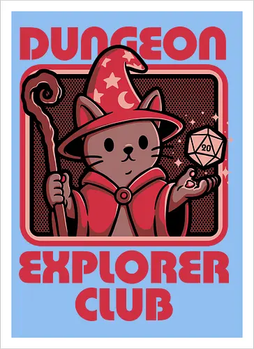 RPG Mage Cat - Rpg, Role-play, Role-playing, Roleplay Game, Role-playing Game, Roleplaying Game, Critical Hit, Critical, Critical Fail, Critical Success, Dungeon Master, Dungeon, Nerd, Geek, Adventure, Fantasy, Magic, Ritual, Magical, Wizard, Sorcery, Sorcerer, D20, Fireball, Tabletop Game, Tabletop, Tabletop Gaming, Tabletop Rpg, Game Master, Exploration, Explorer, Club, Cat, Black Cat, Cats - Kunstdruck