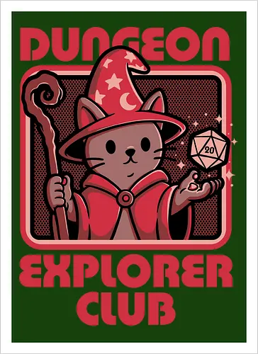 RPG Mage Cat - Rpg, Role-play, Role-playing, Roleplay Game, Role-playing Game, Roleplaying Game, Critical Hit, Critical, Critical Fail, Critical Success, Dungeon Master, Dungeon, Nerd, Geek, Adventure, Fantasy, Magic, Ritual, Magical, Wizard, Sorcery, Sorcerer, D20, Fireball, Tabletop Game, Tabletop, Tabletop Gaming, Tabletop Rpg, Game Master, Exploration, Explorer, Club, Cat, Black Cat, Cats - Kunstdruck