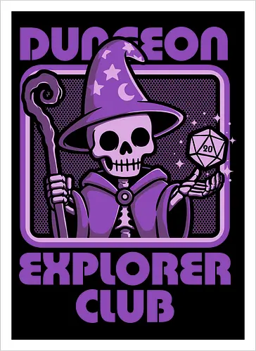 RPG Mage Skull - Rpg, Role-play, Role-playing, Roleplay Game, Role-playing Game, Roleplaying Game, Critical Hit, Critical, Critical Fail, Critical Success, Dungeon Master, Dungeon, Nerd, Geek, Adventure, Fantasy, Magic, Ritual, Magical, Wizard, Sorcery, Sorcerer, D20, Fireball, Tabletop Game, Tabletop, Tabletop Gaming, Tabletop Rpg, Game Master, Exploration, Explorer, Club, Skull, Skeleton, Bones, Bone, Undead - Kunstdruck