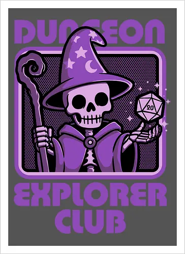 RPG Mage Skull - Rpg, Role-play, Role-playing, Roleplay Game, Role-playing Game, Roleplaying Game, Critical Hit, Critical, Critical Fail, Critical Success, Dungeon Master, Dungeon, Nerd, Geek, Adventure, Fantasy, Magic, Ritual, Magical, Wizard, Sorcery, Sorcerer, D20, Fireball, Tabletop Game, Tabletop, Tabletop Gaming, Tabletop Rpg, Game Master, Exploration, Explorer, Club, Skull, Skeleton, Bones, Bone, Undead - Kunstdruck