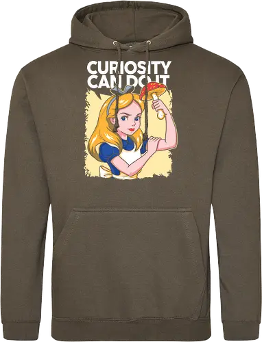 Curiosity Can Do It - A playful fantasy-inspired illustration celebrating curiosity, imagination, and courage through a clever reinterpretation of the iconic motivational poster. - Standard Hoodie